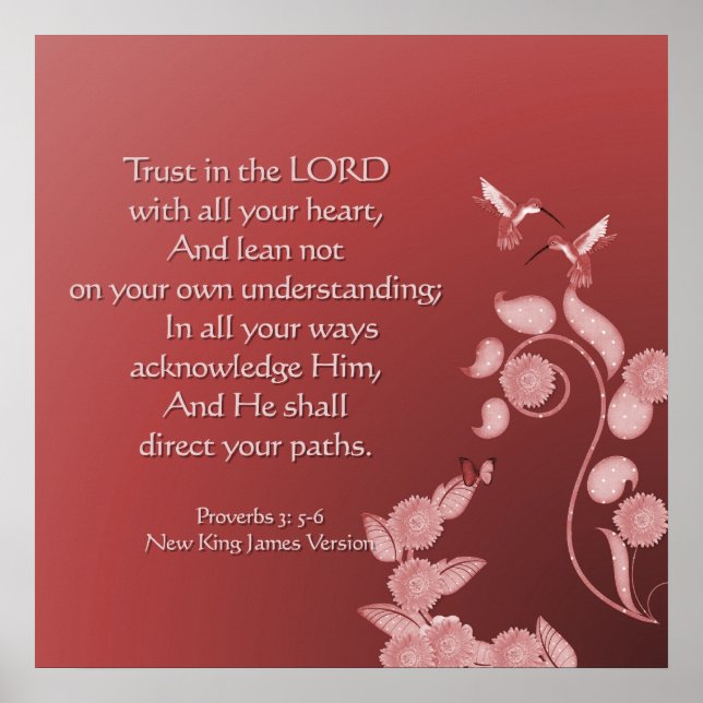 Christian Poster med Scripture Flowers och Birds (Framsidan)