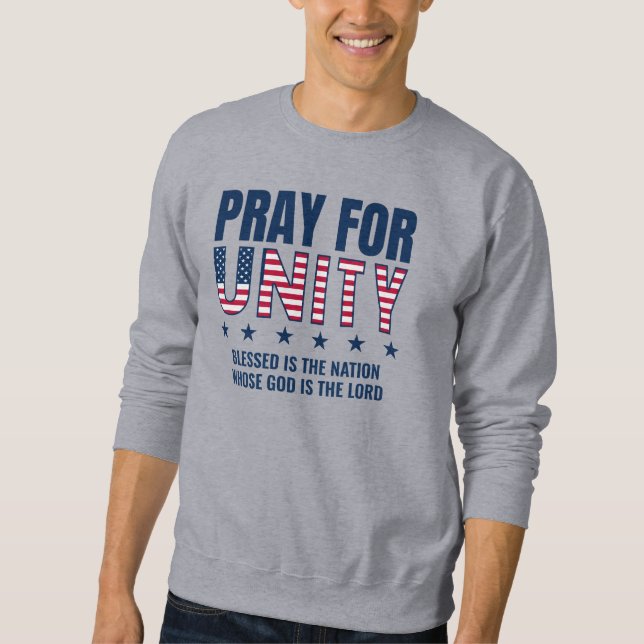 Christian PRAY FOR UNITY USA Day Prayer Lång Ärmad Tröja (Framsida)