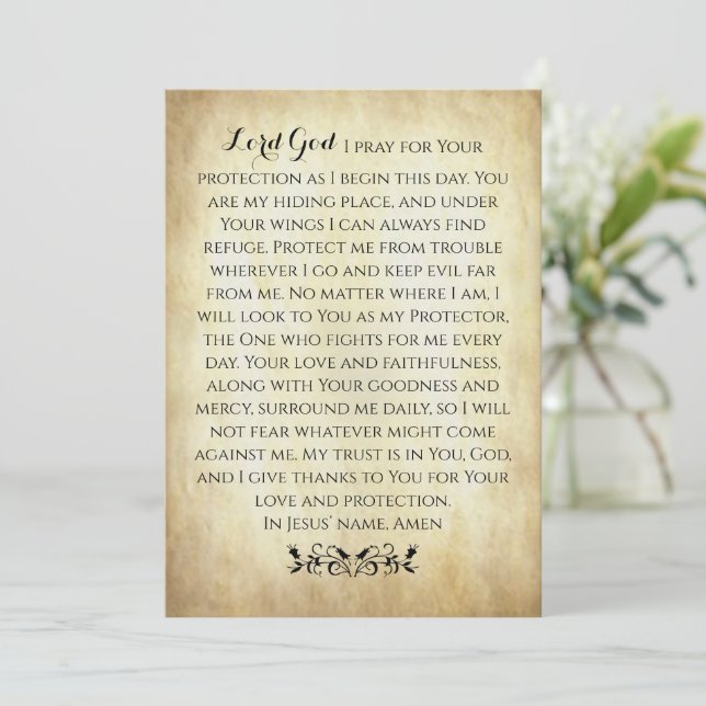 Christian Prayer for Protection Flat Card (Stående Fram)