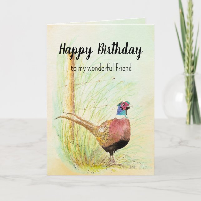 Christian Prayer Friend Birthday Pheasant Gamebird Helgkort (Framsida)