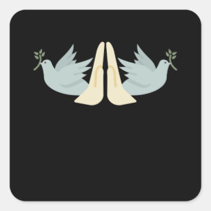 Christian Prayer Händer Peace Doves Fyrkantigt Klistermärke
