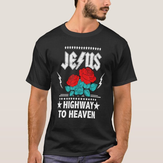 Christian Prayer Jesus Highway To Heaven Catholic  T Shirt (Framsida)