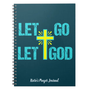 Christian Prayer Journal Let Go Let God Monogram Anteckningsbok