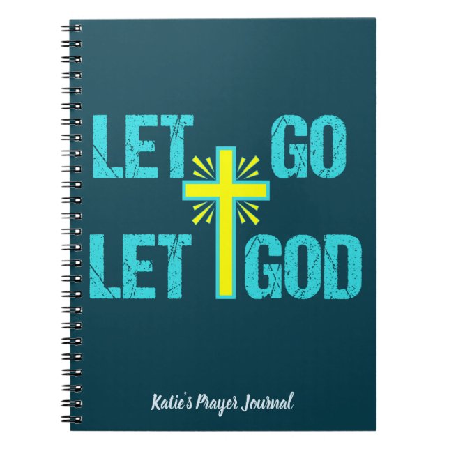 Christian Prayer Journal Let Go Let God Monogram Anteckningsbok (Framsidan)