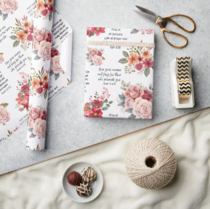 Christian PRAYER Peach Blommigt Presentpapper