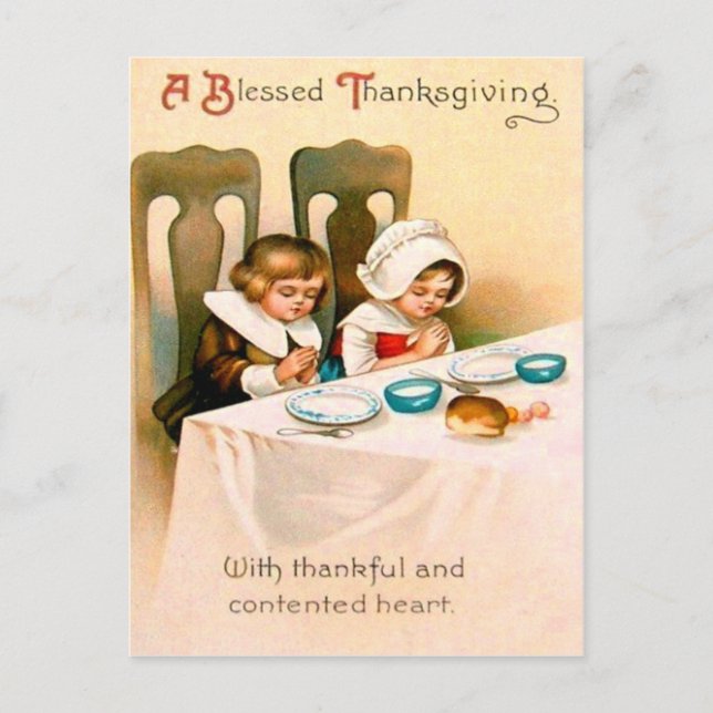 Christian Prayer Puritan Thanksgiving Dinner Helg Vykort (Framsida)