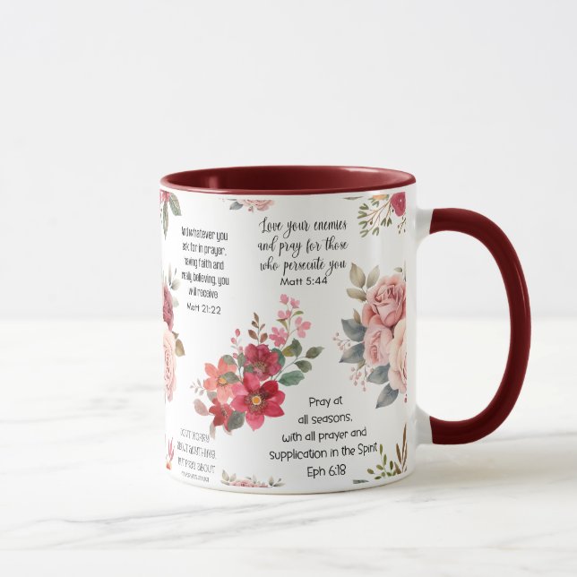 Christian PRAYER SCRIPTURES Floral Mugg (Höger)