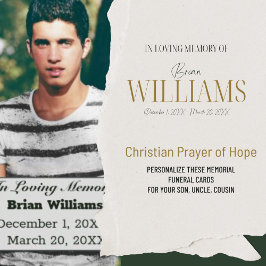 Christian Prayer Son Photo Funeral Card Visitkort