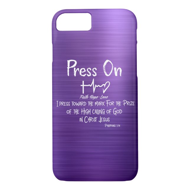 Christian Press on with Philippians 3.14 Scripture Case-Mate iPhone Skal (Baksida)