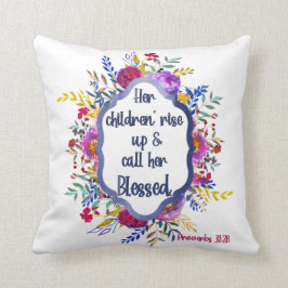 Christian Proverbs 31:28|Bibelns Blommigt Rosa Kudde