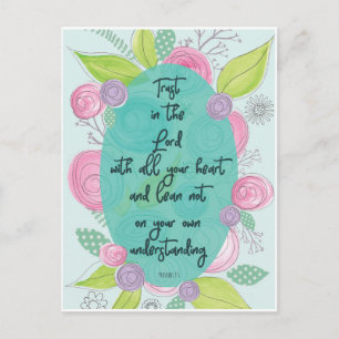 Christian Proverbs 3 5 Blommigtar vykort