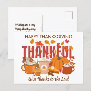 Christian Pumpkin THANKFUL Happy thanksgiving Helg Vykort