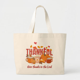 Christian Pumpkin THANKFUL Thanksgiving Jumbo Tygkasse