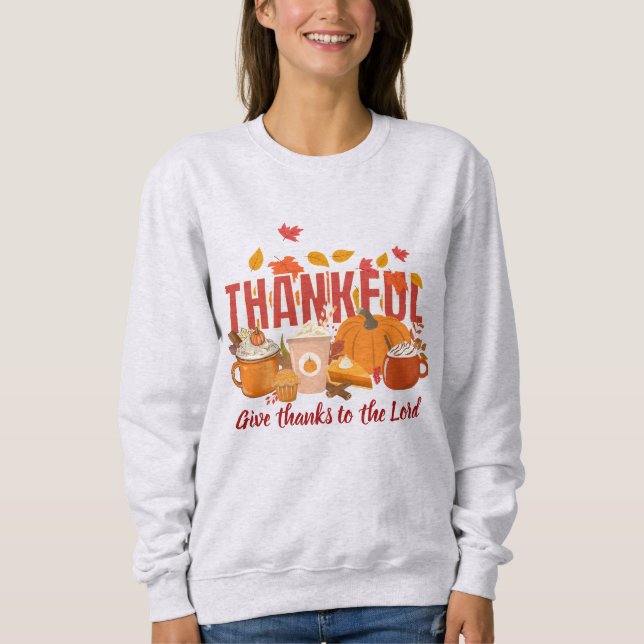 Christian Pumpkin THANKFUL Thanksgiving T Shirt (Framsida)