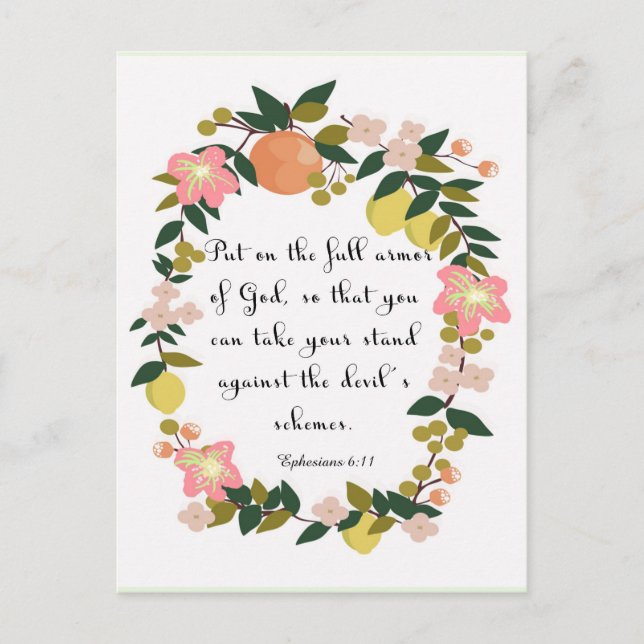 Christian Quote Art - Ephesian 6:11 Vykort (Framsida)