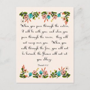 Christian Quote Art - Isaiah 43:2 Vykort
