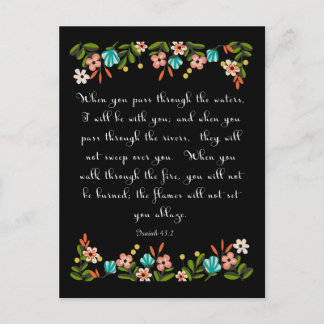 Christian Quote Art - Isaiah 43:2 Vykort