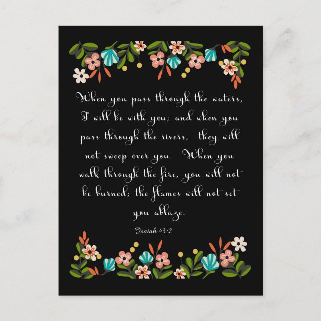 Christian Quote Art - Isaiah 43:2 Vykort (Framsida)