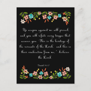 Christian Quote Art - Isaiah 54:17 Vykort