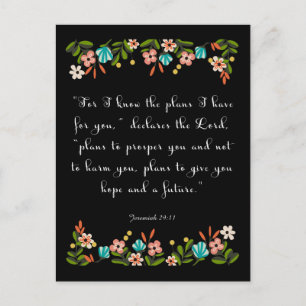 Christian Quote Art - Jeremiah 29:11 Vykort