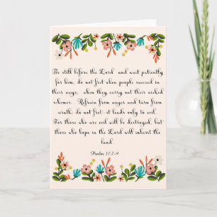 Christian Quote Art - Psalm 37:7-9 Helgkort