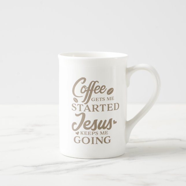 Christian Quote Coffee får mig att starta ett skri Benporslin Mugg (Höger)