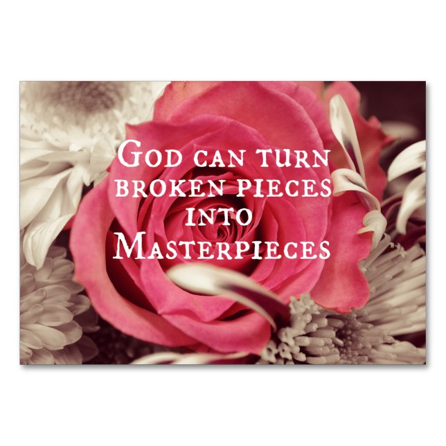 Christian Quote Gud kan vända bruten Delar Bordsnummer (Framsidan)