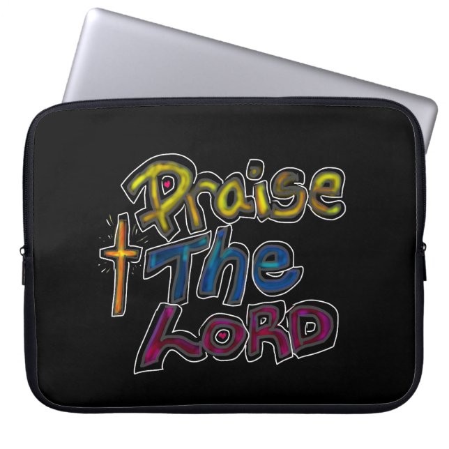 Christian Quote "Pise the Lord" på Black Laptop Fodral (Framsidan)