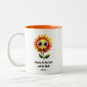 Christian Rejoice in the Lord Scripture Flower Två-Tonad Mugg
