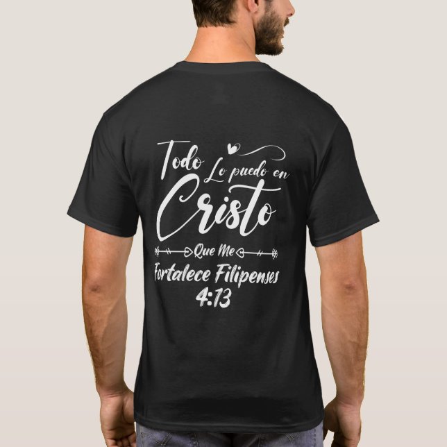 Christian Religiösa Bible Verse 4 13 Philippians T Shirt (Baksida)