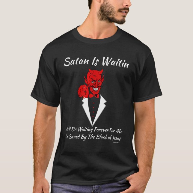 Christian Religiösa Church Satan God Satan är Vänt T Shirt (Framsida)