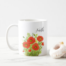 Christian Religiösa Red Poppies Watercolor Blommig Kaffemugg
