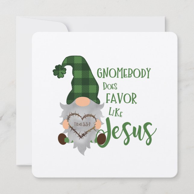 Christian Religiösa St. Patrick's Gnome Flat Card (Framsida)