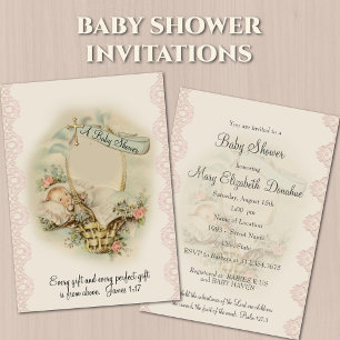 Christian Religiösa Vintage Baby Shower Inbjudningar