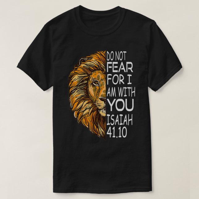 Christian Religious Bible Verse Sayings Lion Fear  T Shirt (Design framsida)