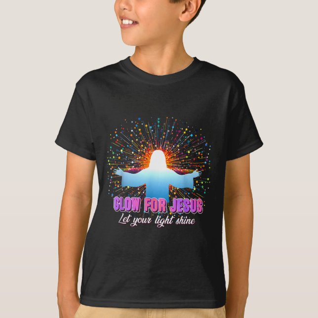 Christian Religious Glow For Jesus Let Your Light  T Shirt (Framsida)