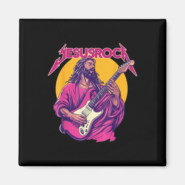Christian Retro Funny Citote Jesus Sten Basic Musi Magnet (Framsidan)