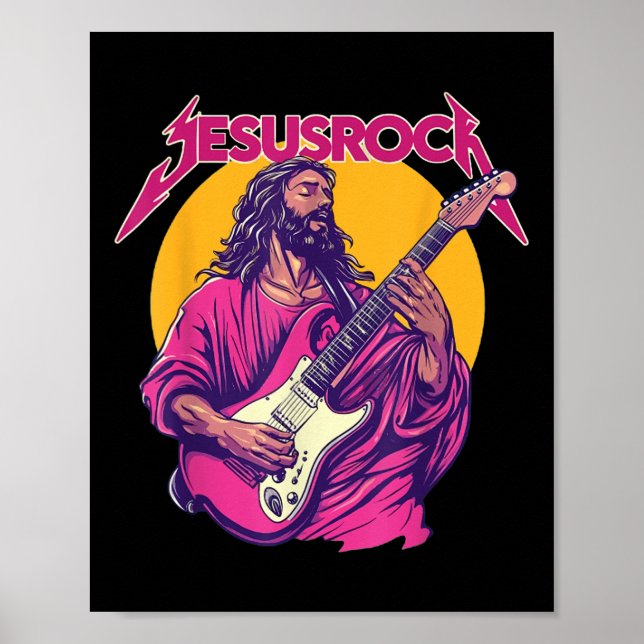 Christian Retro Funny Citote Jesus Sten Basic Musi Poster (Framsidan)