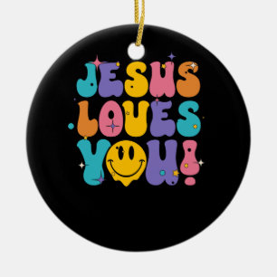 Christian Retro Jesus Kärlek Du Religiösa Faith Go Julgransprydnad Keramik