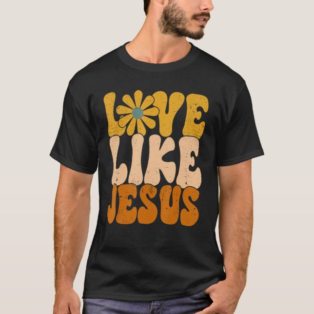 Christian Retro Kärlek som Jesus Religiösa Faith G T Shirt (Framsida)