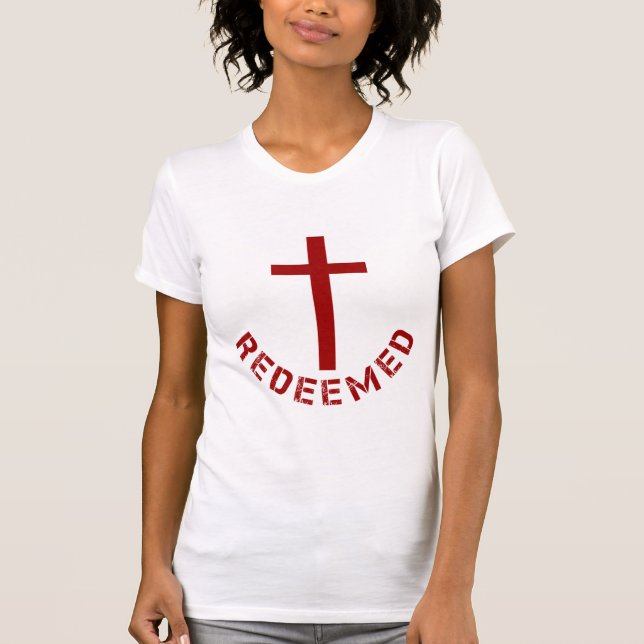 Christian Rezed Red Kor och Text Design Tee Shirt (Framsida)