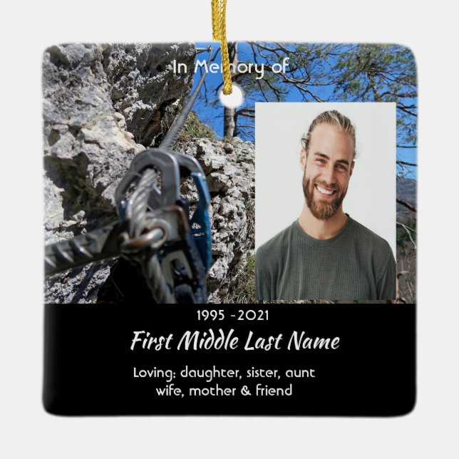 Christian Rock Climber Memorial Keepsake  Julgransprydnad Keramik (Framsida)