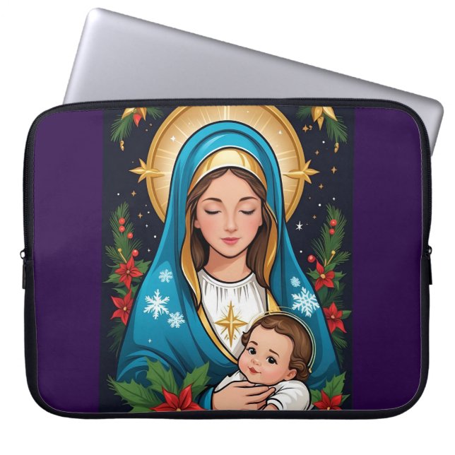 Christian Roman Catholic Virgin Mary Jul Laptop Fodral (Framsidan)