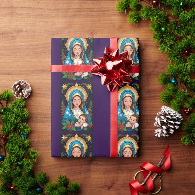Christian Roman Catholic Virgin Mary Jul Presentpapper (Julgåva)