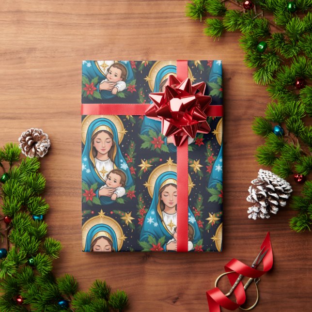 Christian Roman Catholic Virgin Mary Jul Presentpapper (Julgåva)