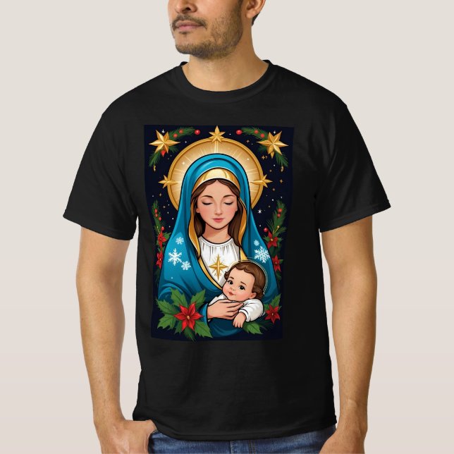 Christian Roman Catholic Virgin Mary Jul T Shirt (Framsida)