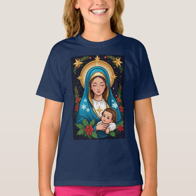 Christian Roman Catholic Virgin Mary Jul T Shirt (Framsida)