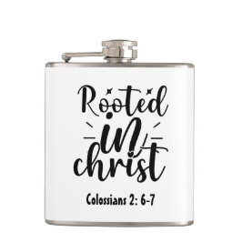 Christian Rooted in Faith Verse Hip Flask | Gift Fickplunta