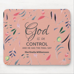 Christian Rosa Blommigt GOD ÄR IN CONTROL Musmatta