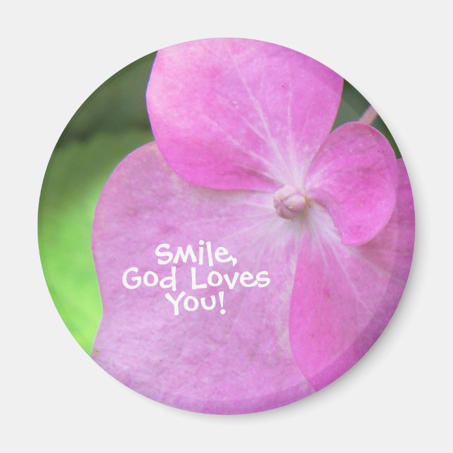 Christian Rosa Flower - Smile God Kärlek You Magnet (Framsidan)